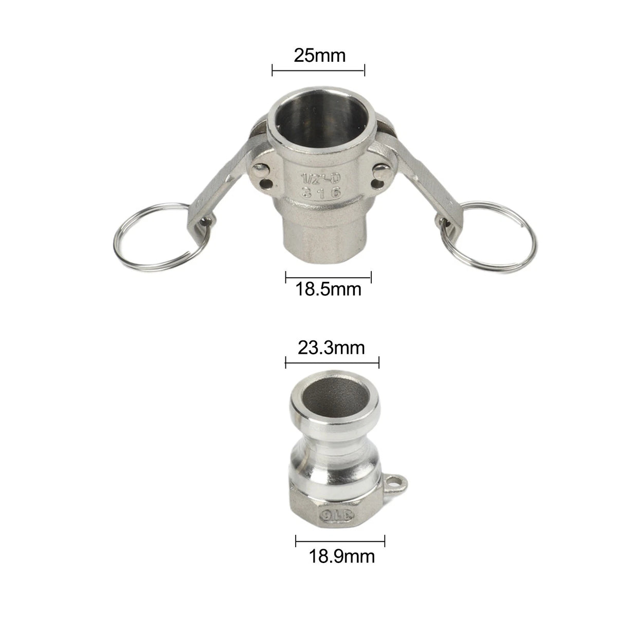 2X Aluminum Cam and Groove Hose Fittings for NPT Threads
