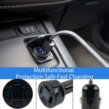 4 Ports USB Car Charger Adapter with LED Display for Universal Use