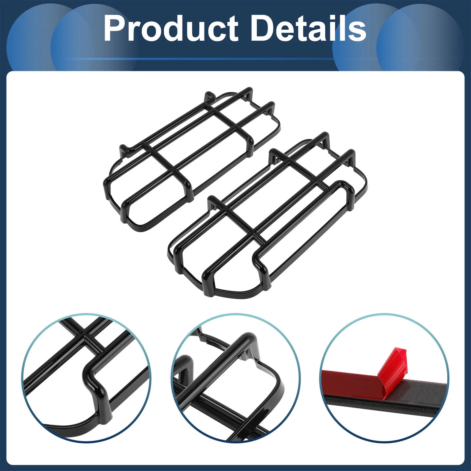 1 Pair Headlight Trim Bezel for Ford Bronco Black