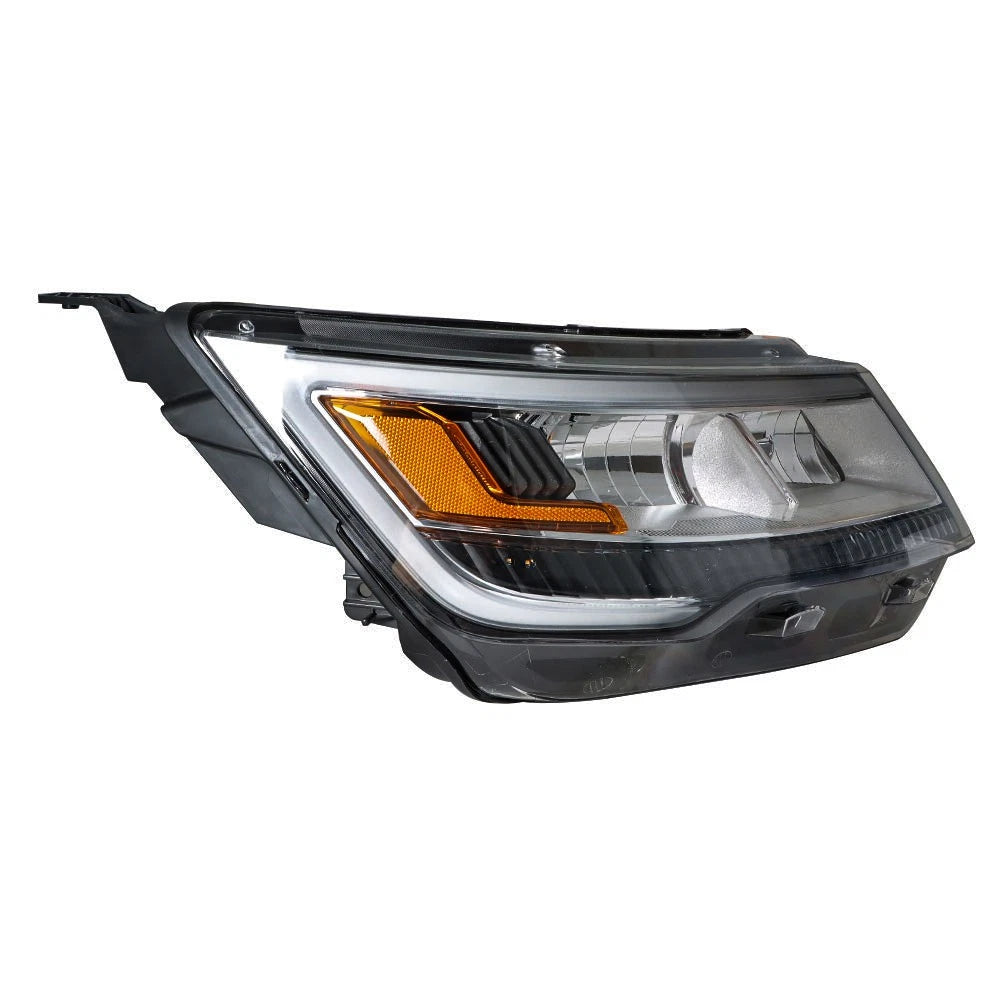 Halogen Headlight for Ford Explorer (2016–2019) Passenger Side w/ LED DRL Chrome