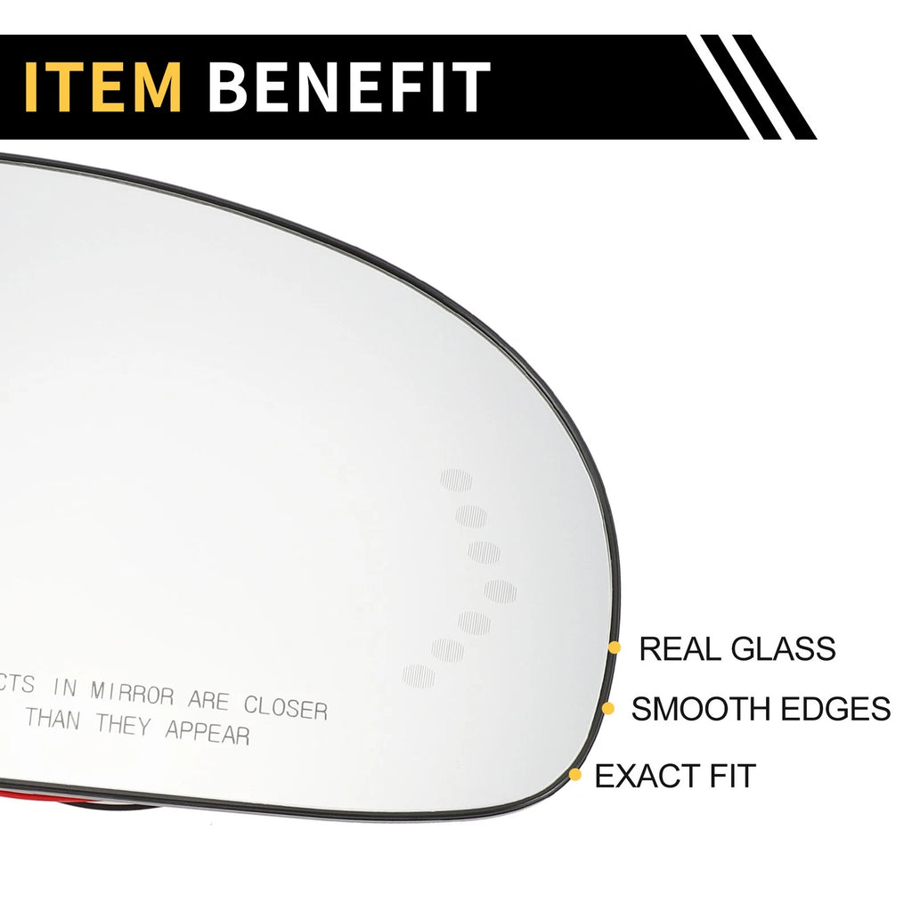 Heated Right Mirror Glass Replacement for GMC Sierra 2500 HD 3500 (2011–2019)