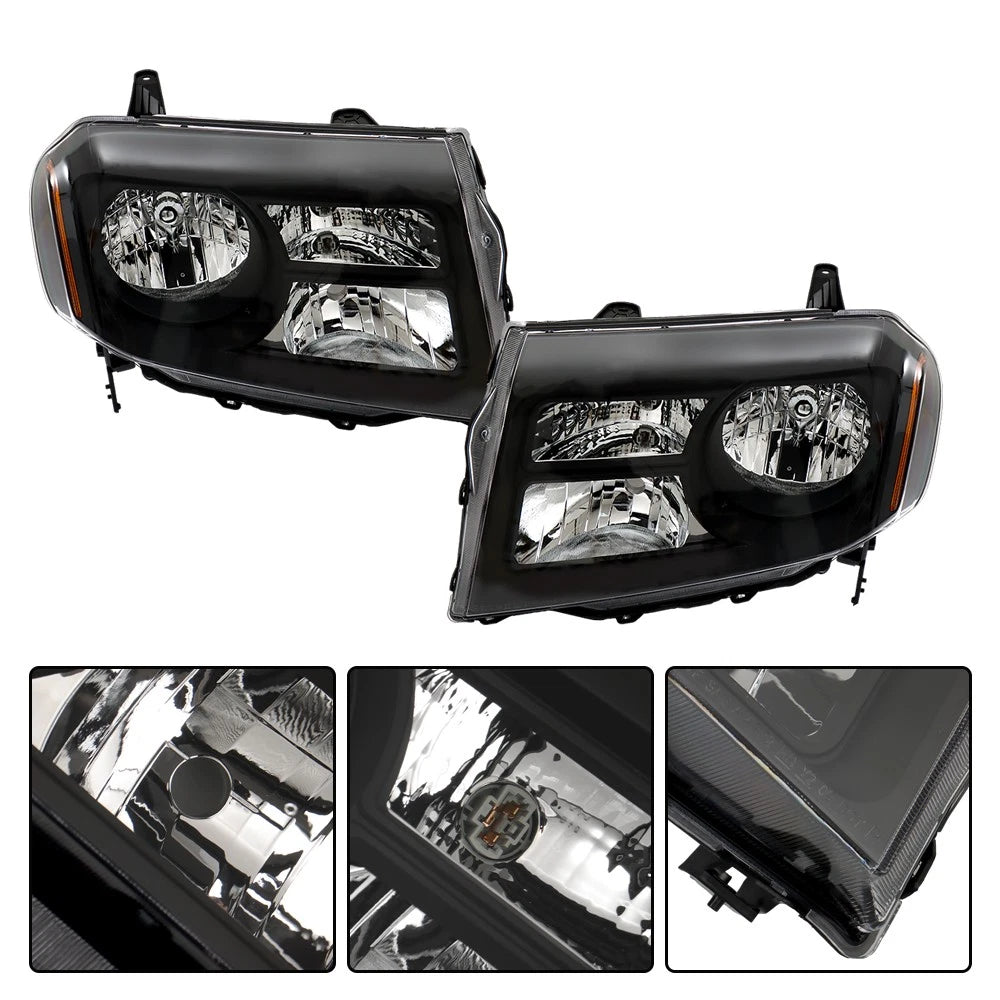 Front Headlight Assembly Set for Honda Pilot (2012–2015) Halogen Black