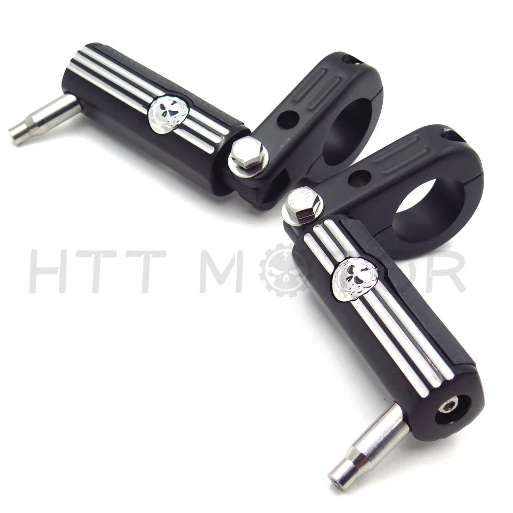 Black Gear Skull Foot Pegs for Harley (1.5")