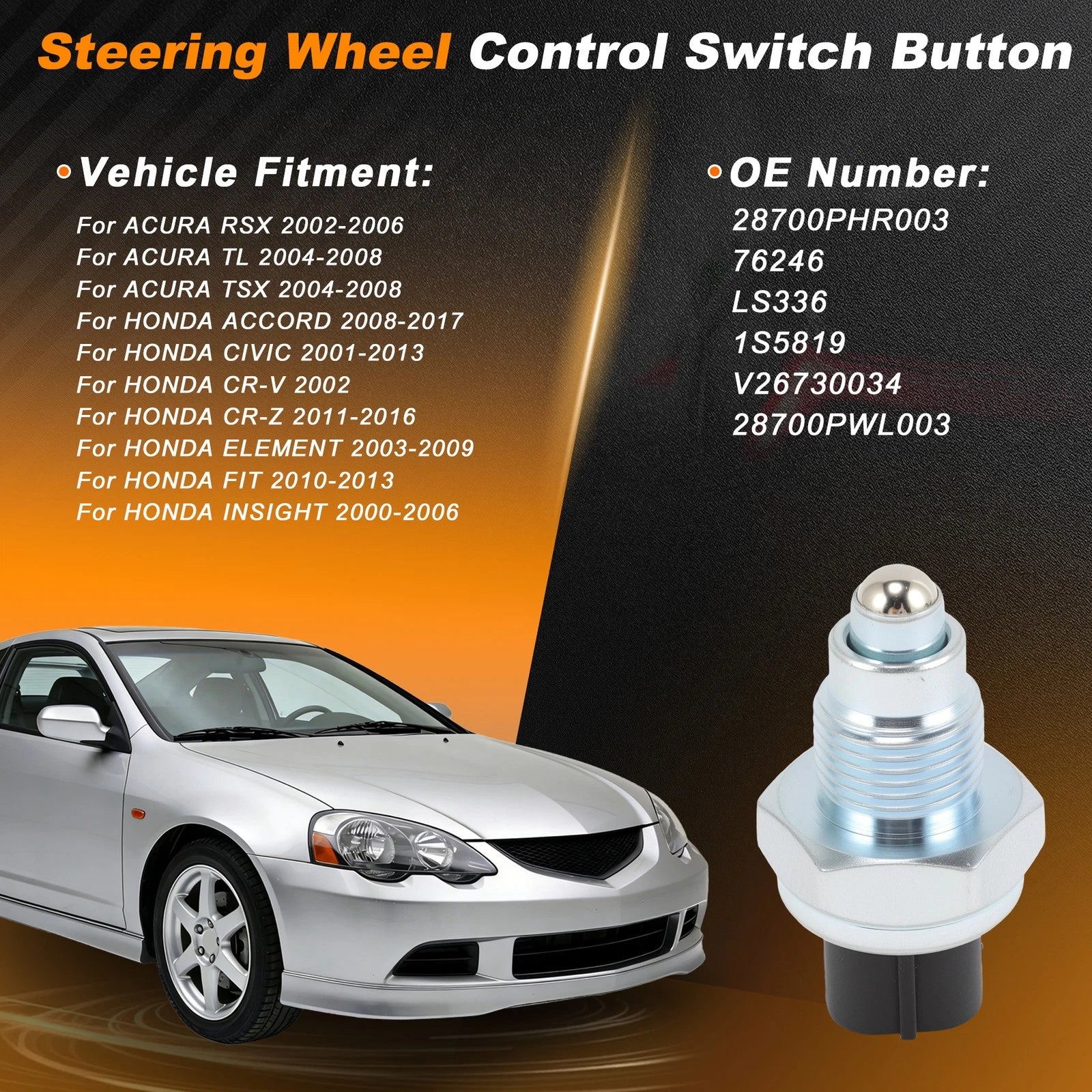 Backup Light Switch Replacement 2 Pin for Acura RSX 2002–2006