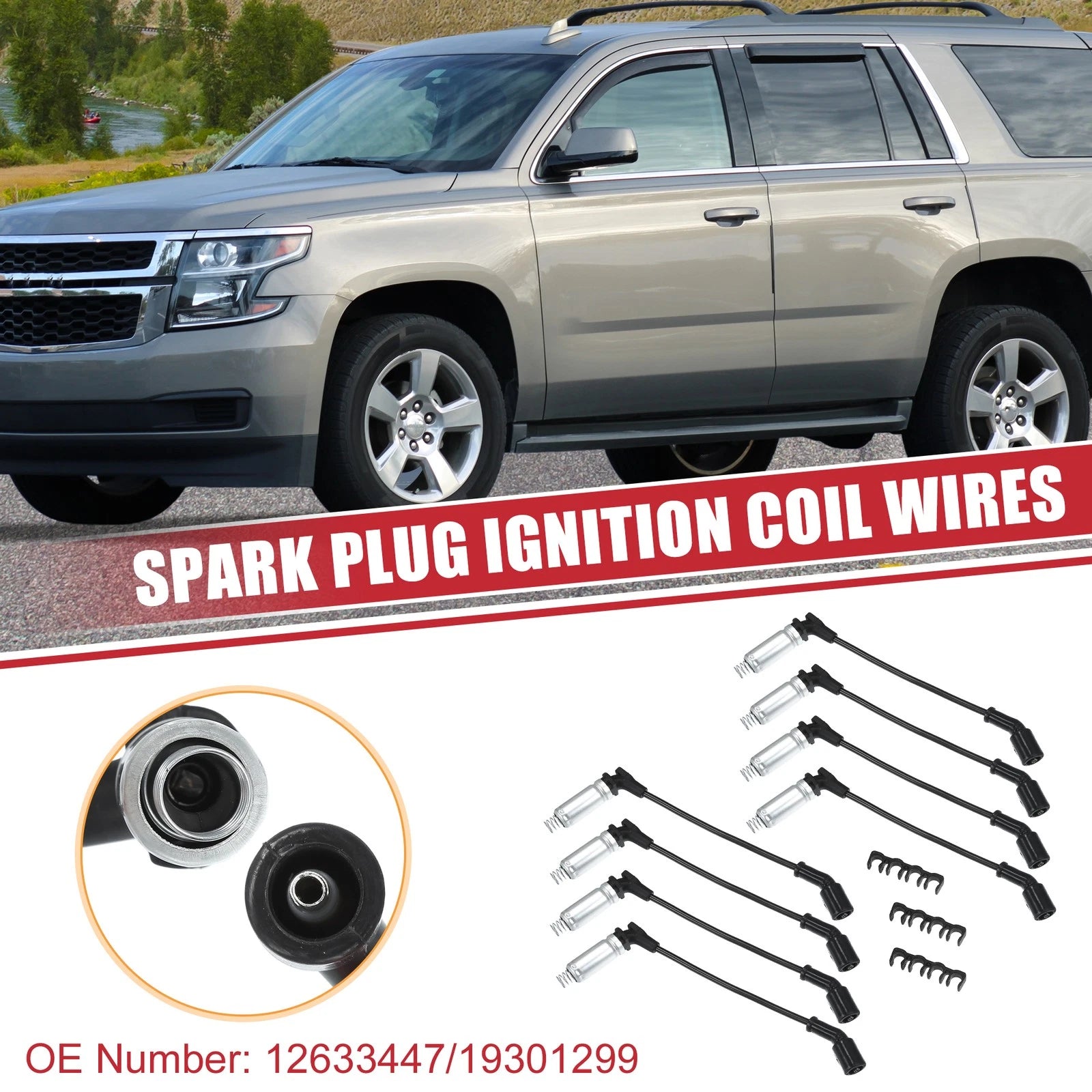 Spark Plug Wire Ignition Coil Cable Replacement for Chevrolet Silverado (8pcs) (2007–2013)