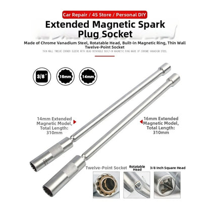 14mm 16mm Magnetic Spark Ignition Socket Extended Thin Wall Chrome Steel