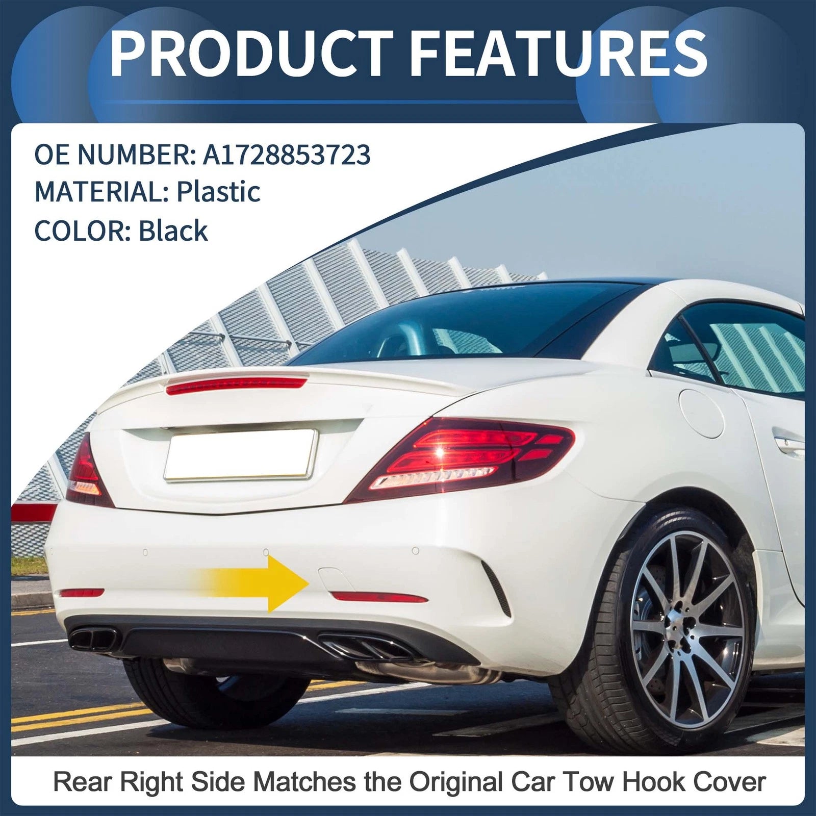 Rear Tow Hook Cover Replacement for Mercedes-Benz W172 R172 (2013–2018)