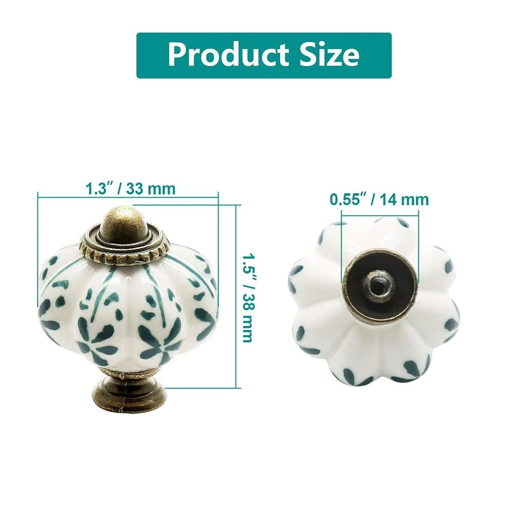 Set of 6 Pumpkin Ceramic Drawer Knobs for Dresser Hardware