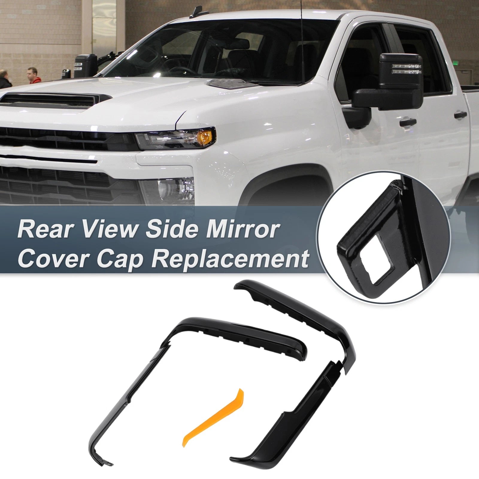 Rearview Mirror Cover Cap Gloss Black for Chevrolet Silverado GMC (2014–2024)