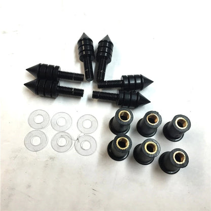 Set of 4 Black Spike Bolt Screws for Windscreen Fairing License Plate Mounting
