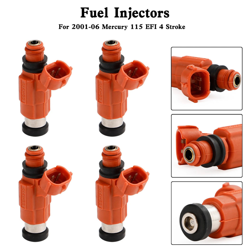 Set of 4 Fuel Injectors for Mercury 115 EFI 4 Stroke (2001–2006) 880887T1