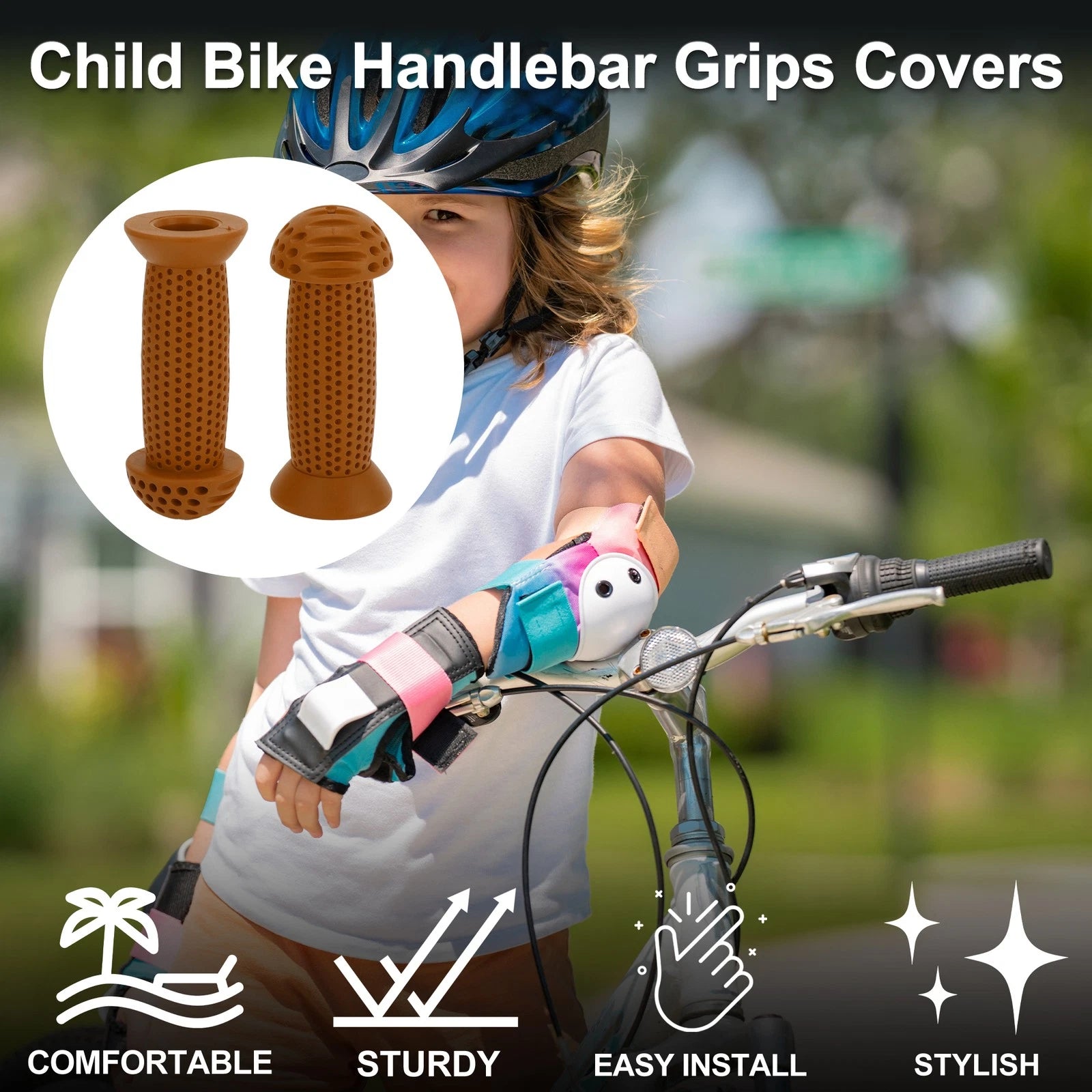 Handlebar Grip Covers 100mm Soft MTB End Grips Protector for Child Bike 1 Pair (100mm)