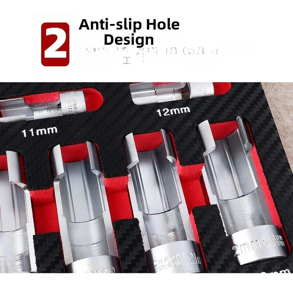 9 Piece Oxygen Sensor Wrench Kit for Fuel Line Service Chrome Vanadium