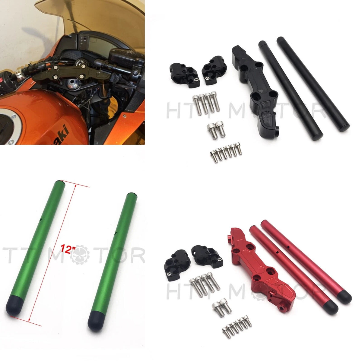 Set of 2 Clip-On Handlebars for Kawasaki Ninja 650R EX650 ER6F (2006–2016)