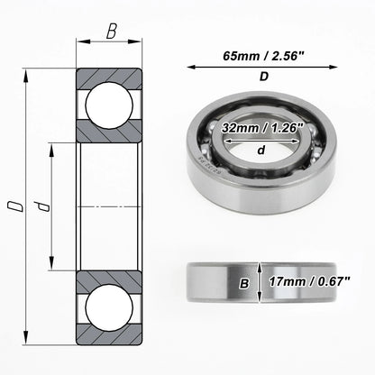 1 Pc Deep Groove Ball Bearing for Scooter Skateboard (32x65x17mm)