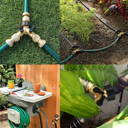2 Way Brass Tap Adaptor Y Splitter for Washing Machine Garden Hose