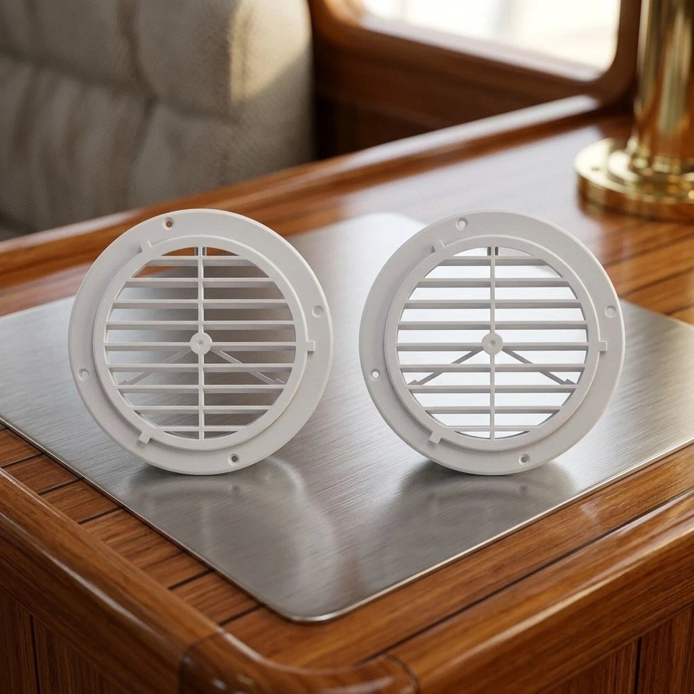 2X RV Air Conditioning Vent Cover 164mm Diameter White PP Plastic