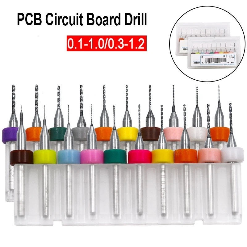10PCS Carbide PCB Drill Bits 0.1-1.2mm for Circuit Board