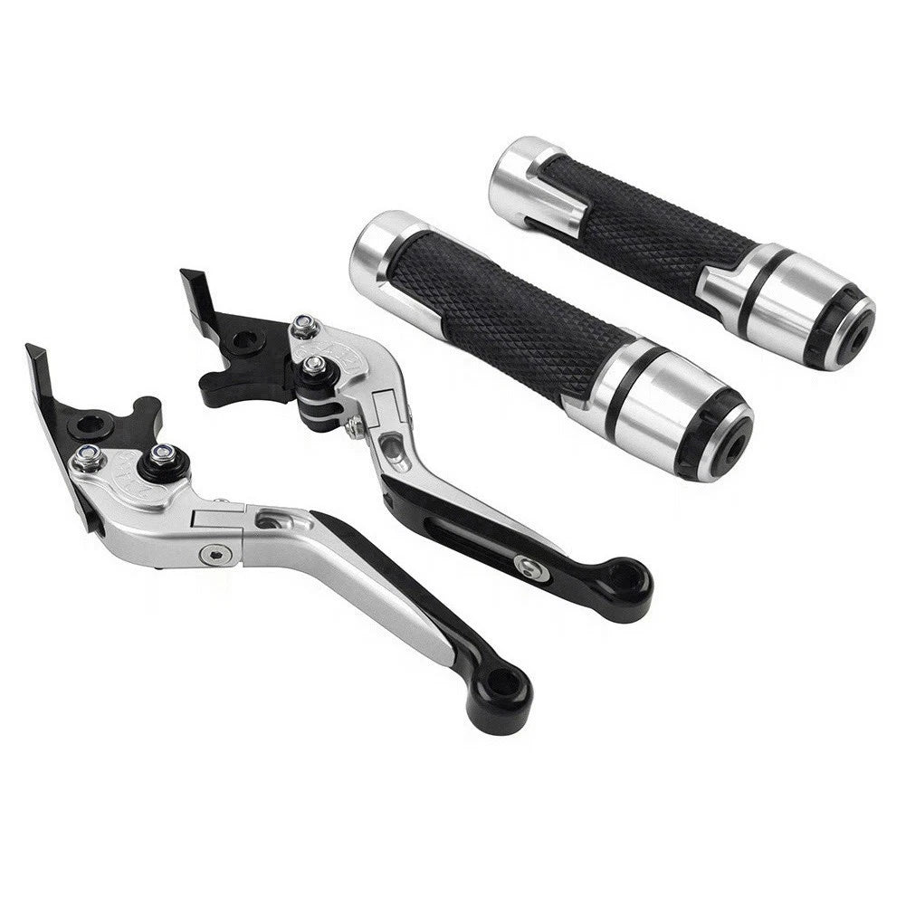 Silver Extendable Brake Clutch Lever Handlebar Grip Set For Yamaha XMAX250/300
