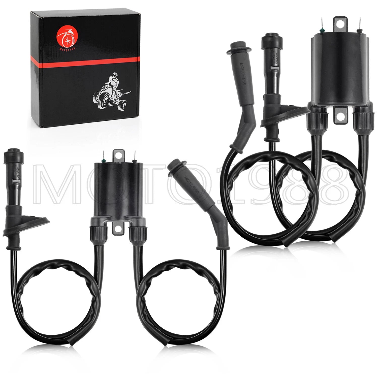 Set of 2 Ignition Coils & Spark Plug Caps for Honda Shadow VLX VT600C (1988–2007)