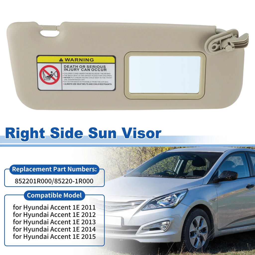Right Side Sun Visor Replacement for Hyundai Accent 1E (2011–2015)