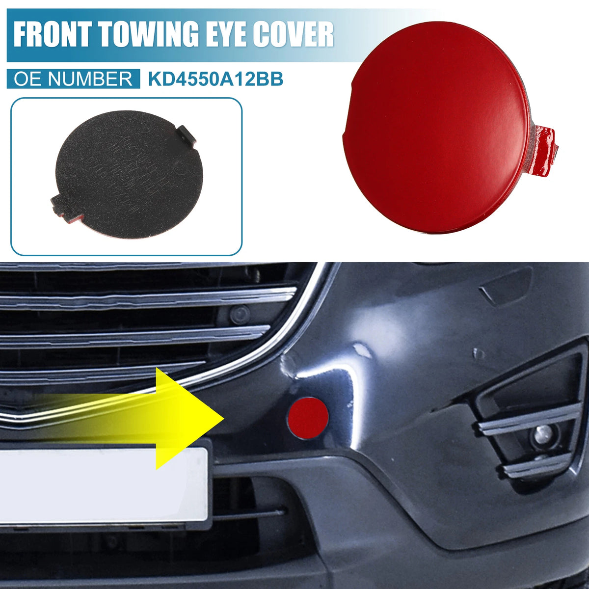 Front Bumper Tow Hook Cover Eye Cap Replacement for Mazda CX-5 (2013–2016)