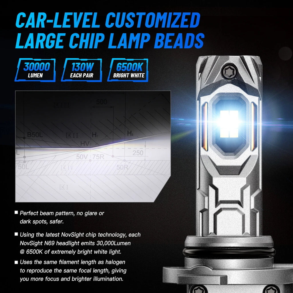 2X H11 LED Headlight Bulbs Conversion Kit 30000LM 6500K 130W