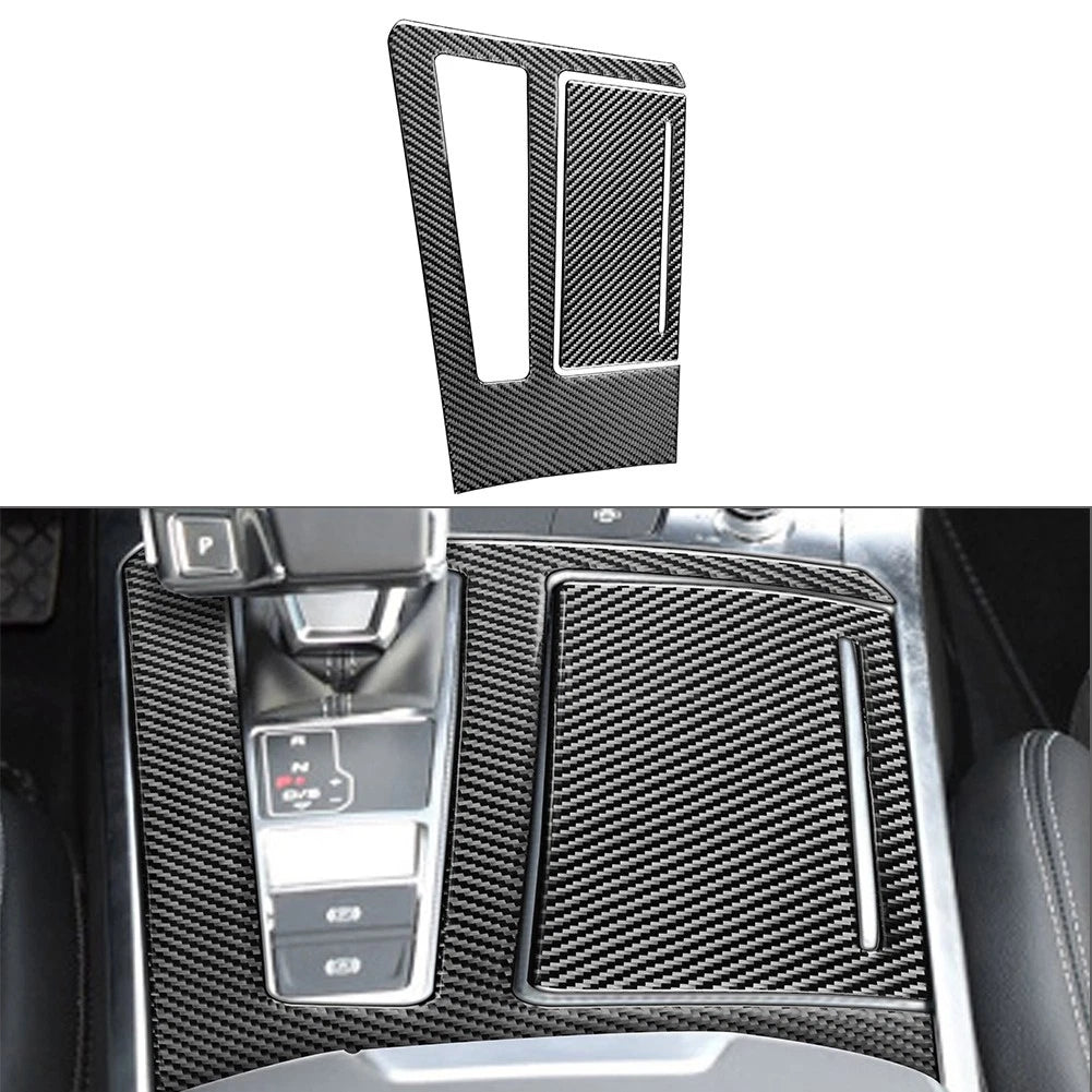 Center Console Carbon Fiber Shifter Trim Panel for Audi A6 A7 (2019–2024)