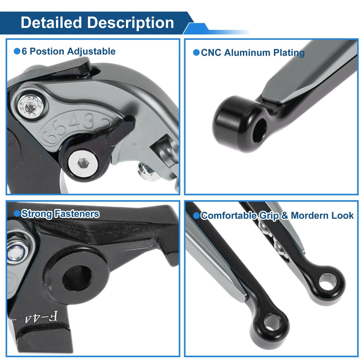 Adjustable Brake Clutch Lever for Kawasaki Ninja 650R (2012–2018) Titanium Black