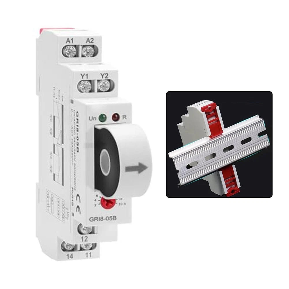 AC DC Current Relay 24V 240V for Motor Control with LED and DIN Rail Mount