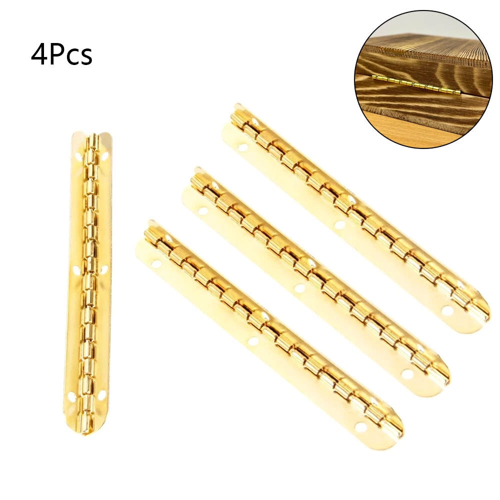 Set of 4 Gold Interior Hinges for Wooden Box Cabinet Hardware (100mm)