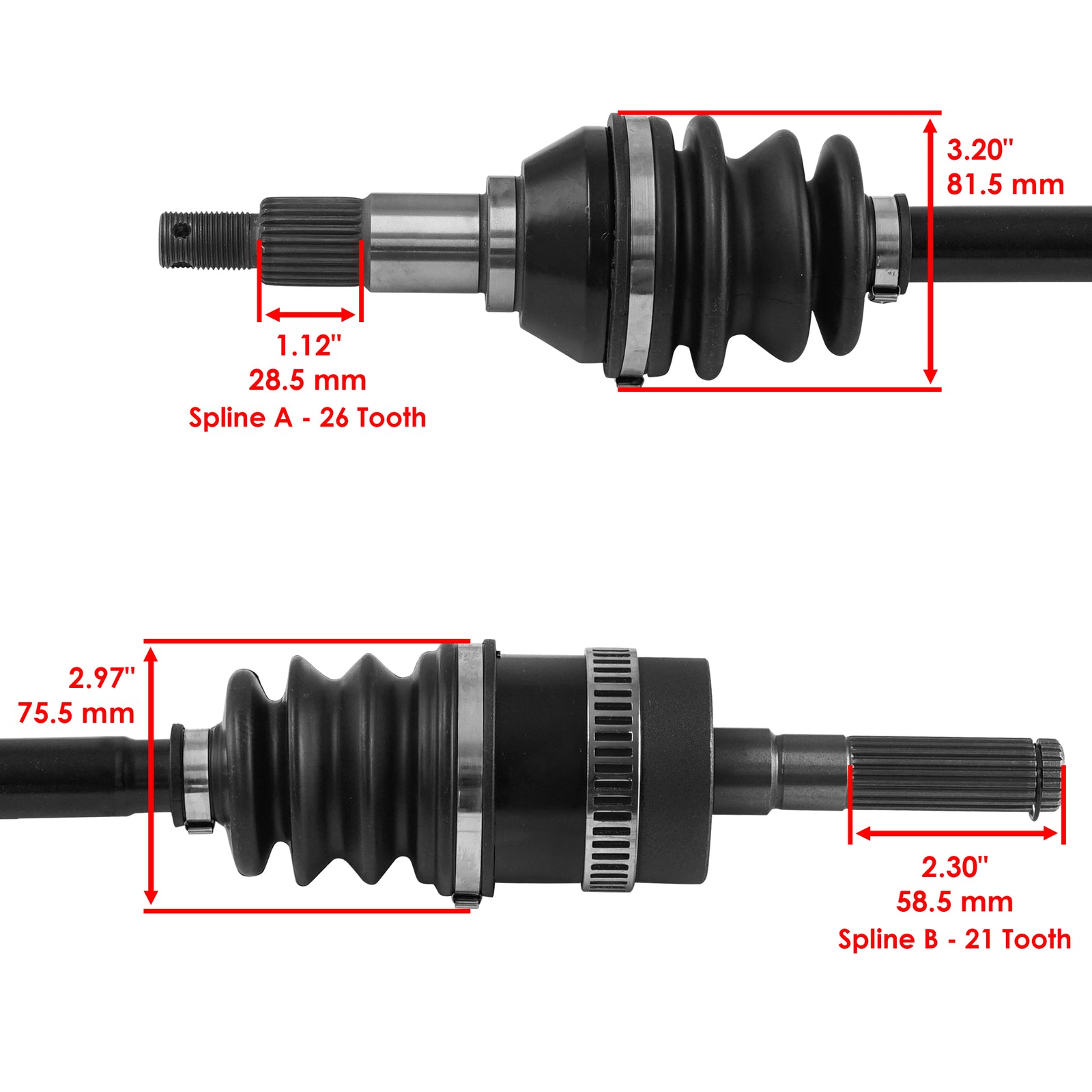 Caltric Front Right CV Axle Replacement for Can-Am Outlander 650 (2019–2019)