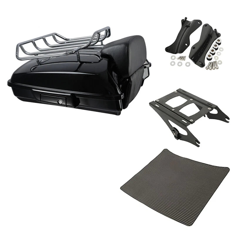 Black Razor Trunk Backrest Mount Rack Docking Kit for Harley Touring (2014–2026)