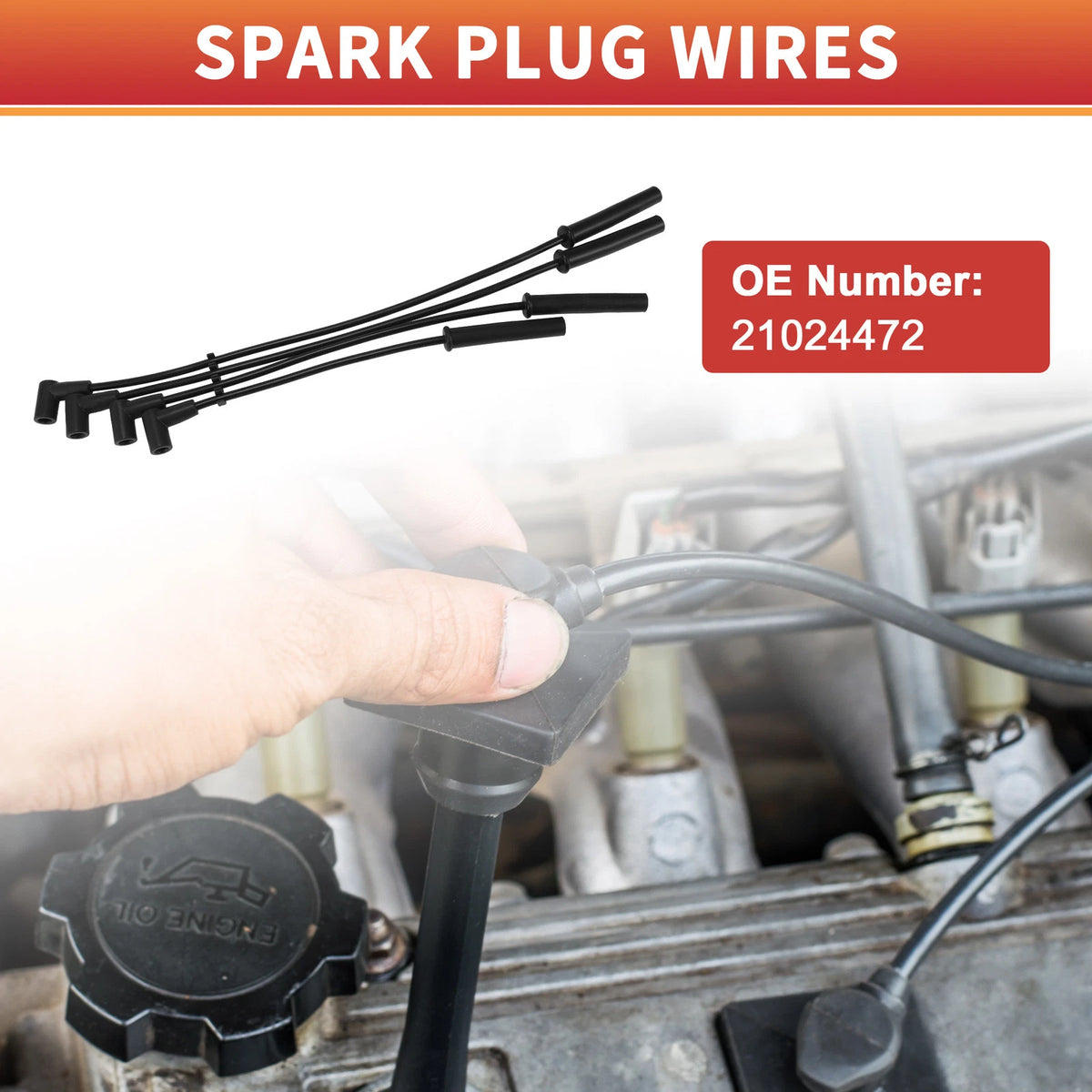 Set of 4 Spark Plug Wire Ignition Coil Cables No. 21024472 for Saturn SC1 (1991–2002)