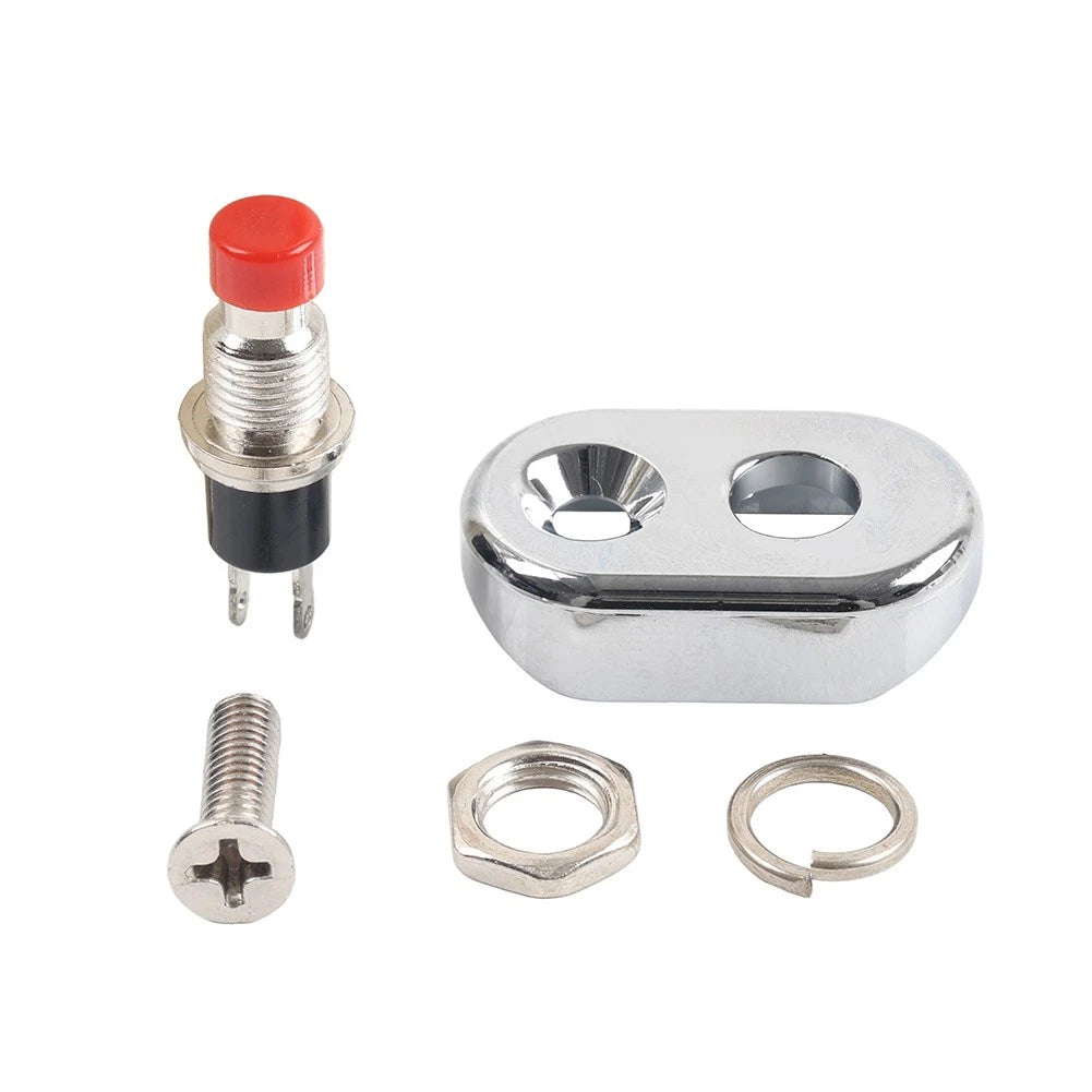 Mini Retro Vintage Motor Push Button Switch For Harley 7/8" 1" Handlebar Silver