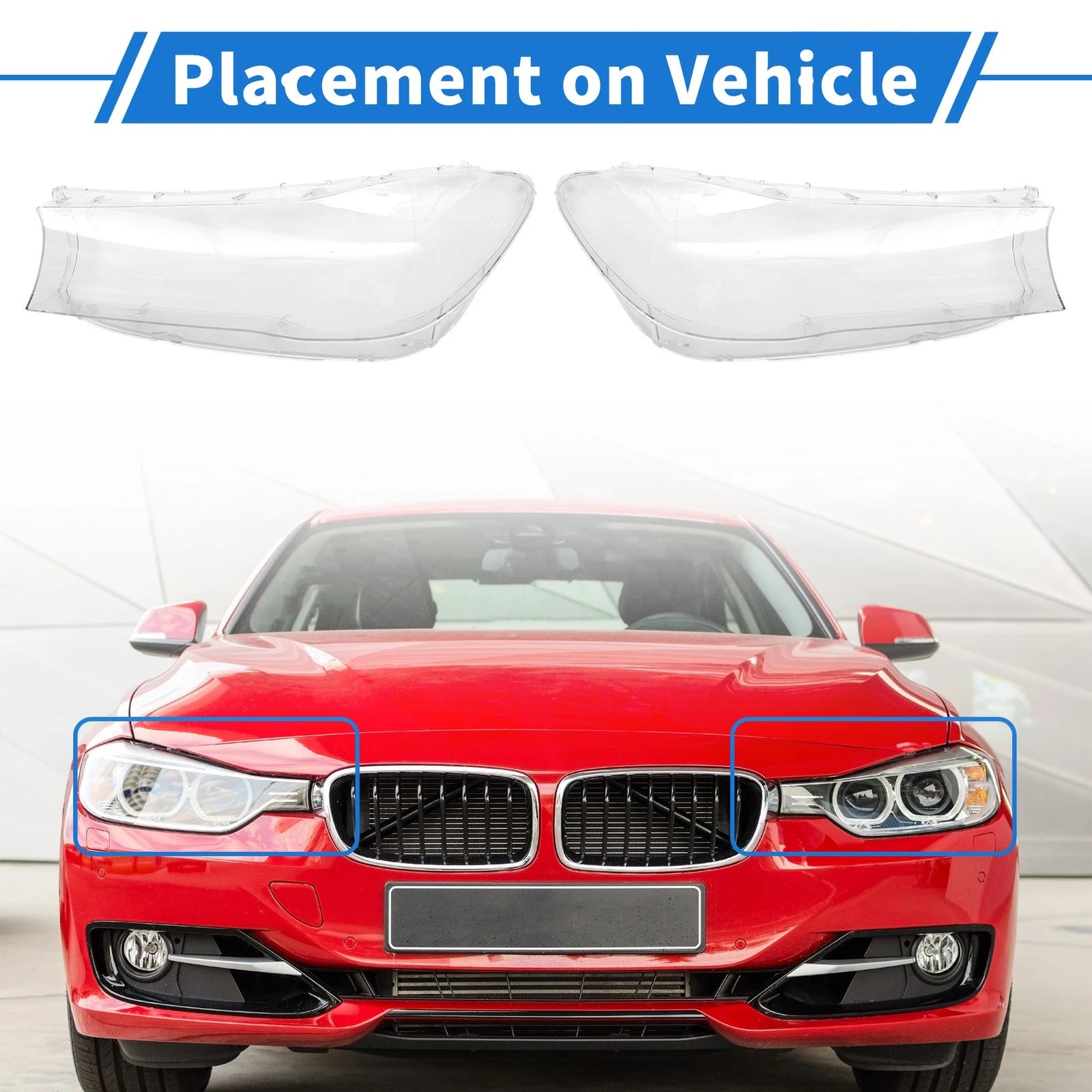 Headlight Lens Cover Pair Front Left Right for BMW 740i (1997–2001)