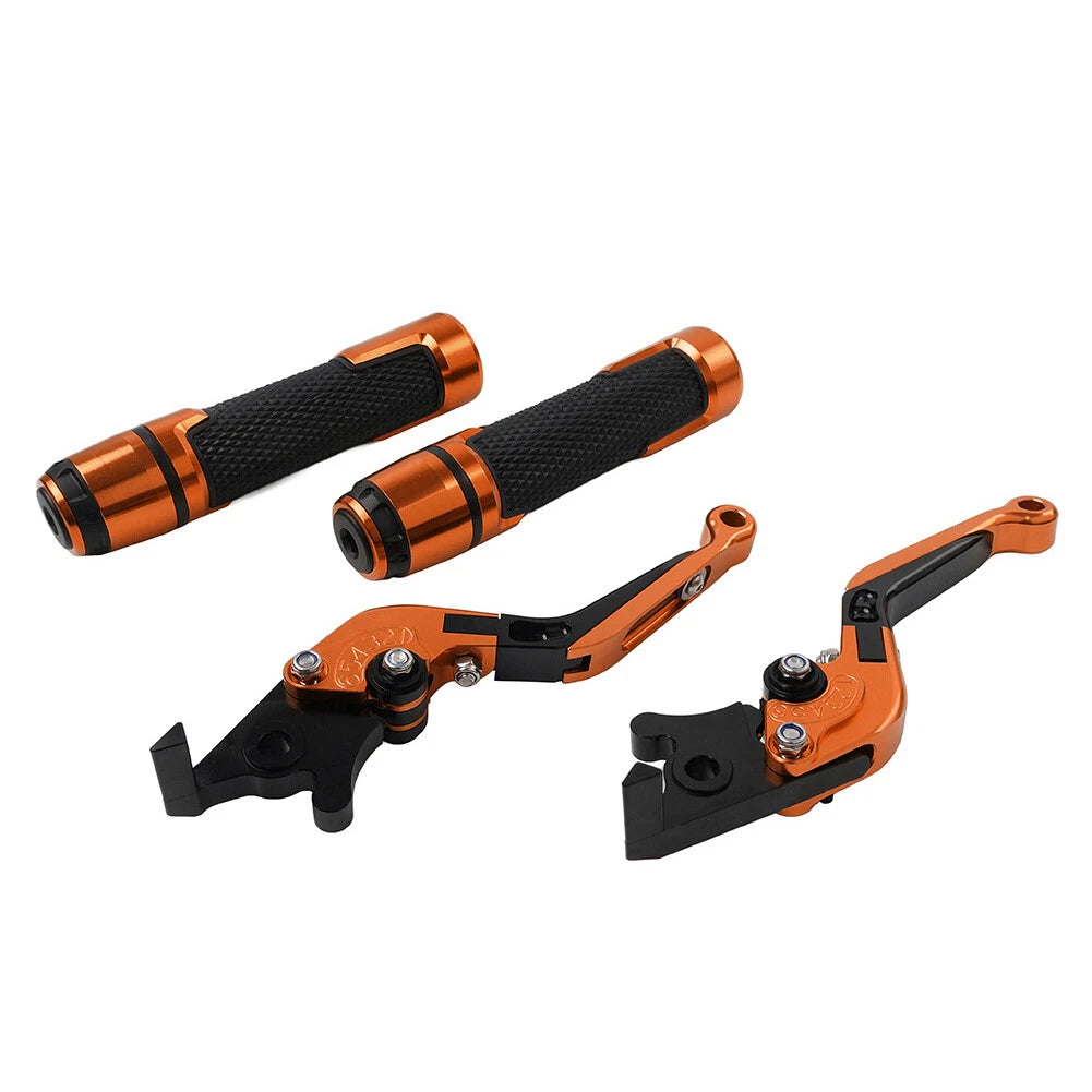 Orange Extendable Brake Clutch Levers Handlebar Grip Set For Ducati Monster 696