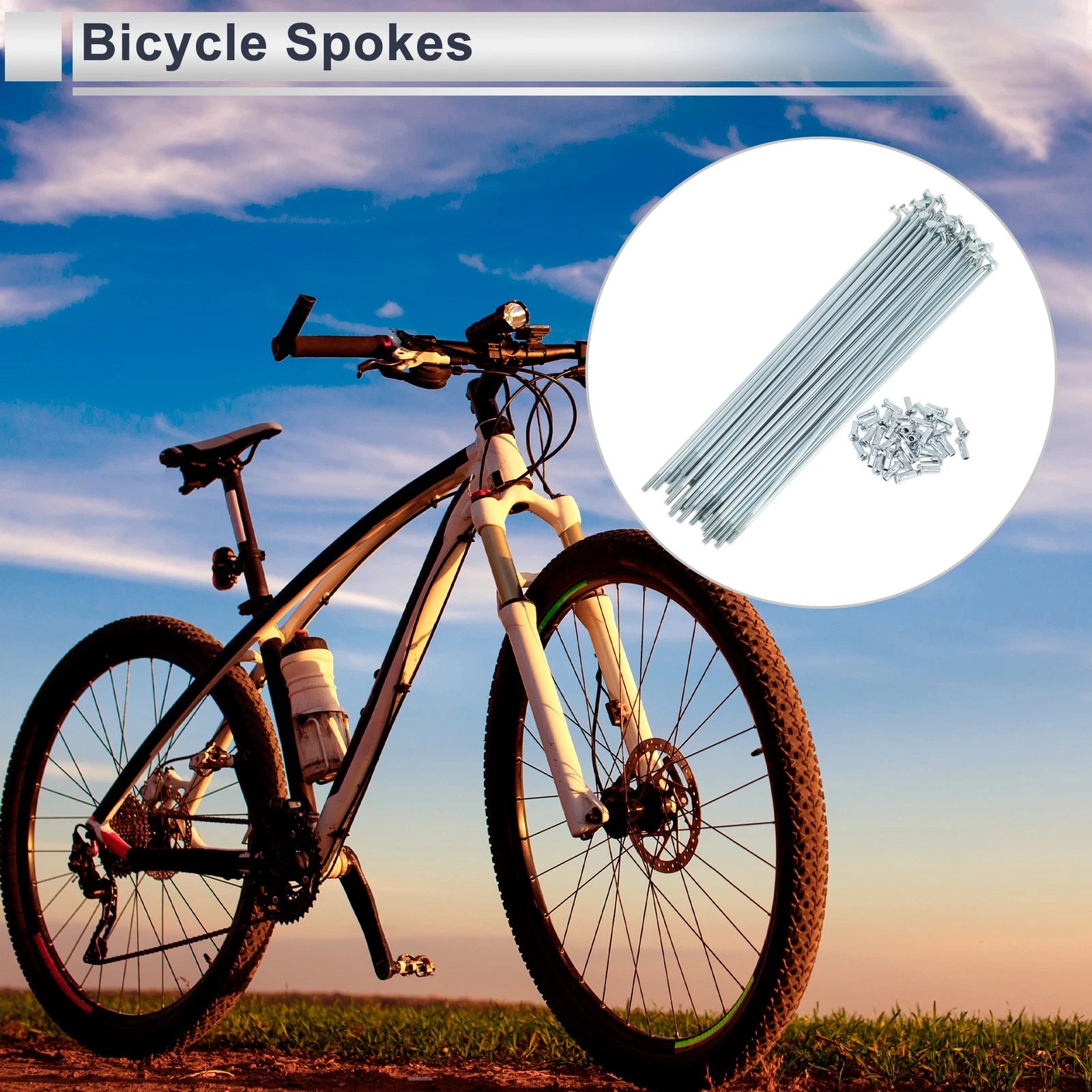 Bicycle Spokes Nipple Replacement Kit 197mm for 12G (Carbon Steel)