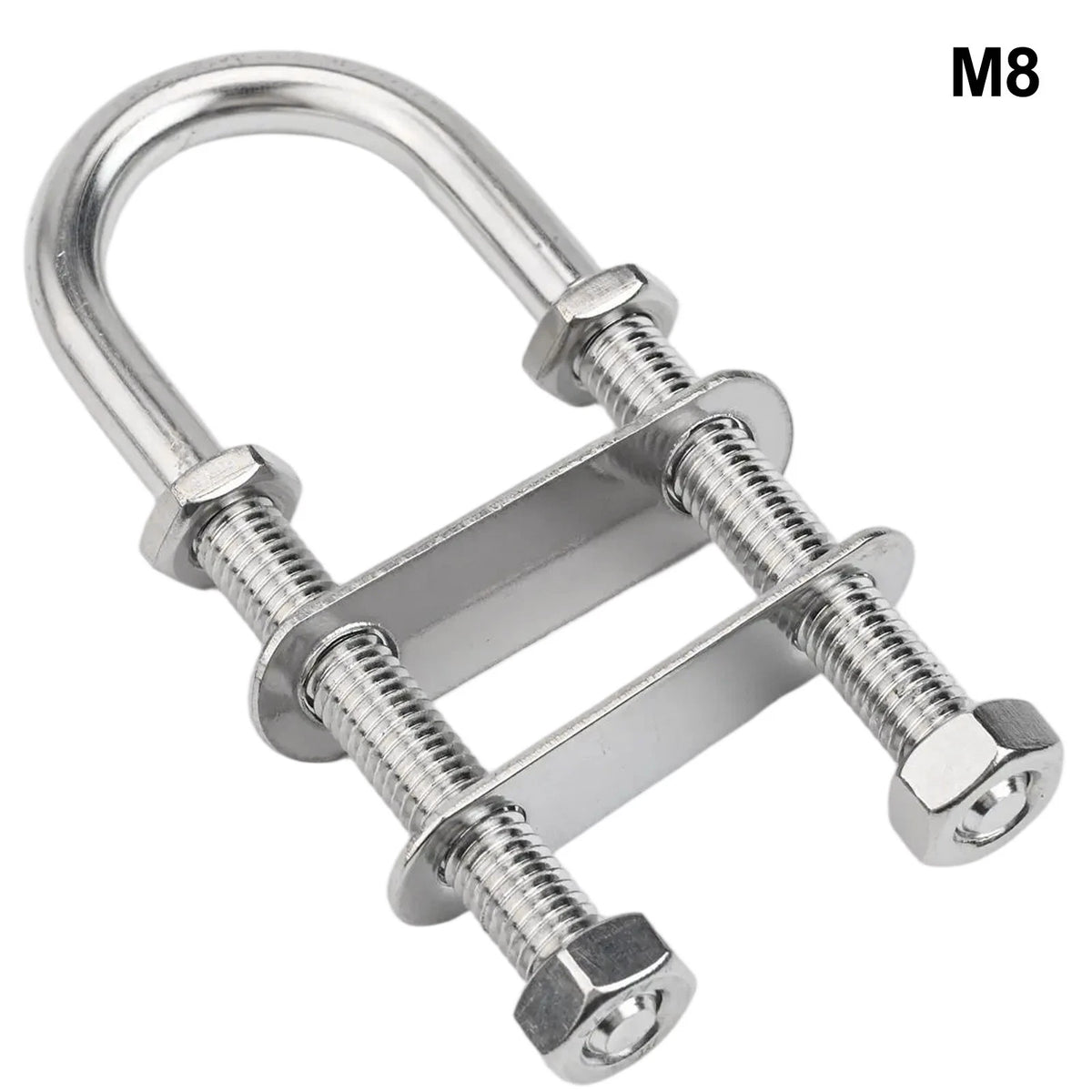 Adjustable Boat Stern Bow Eye Tie Down U Bolt - Silver Finish