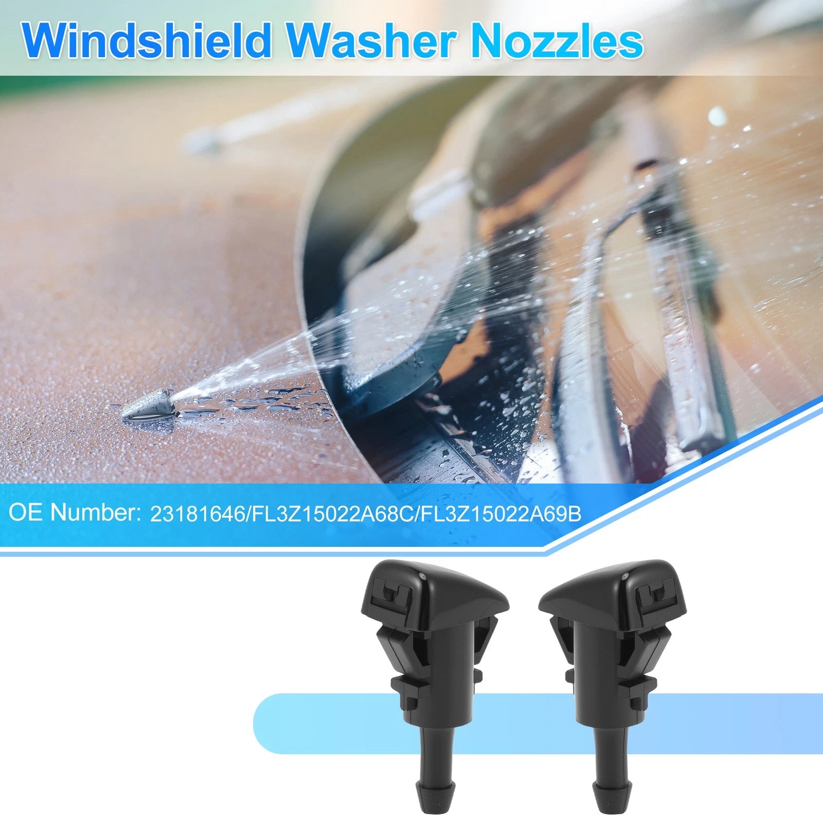 2X Windshield Washer Nozzle for Chevrolet Silverado 1500 (2014–2019) Replace No.23181646