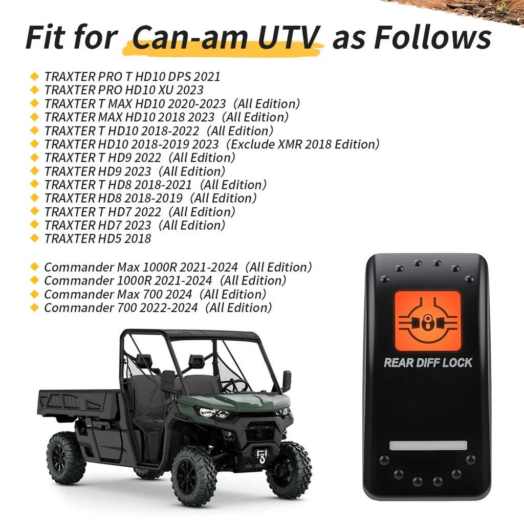 Rear Differential Lock Switch for Can Am Defender Maverick Commander (2016–2023)