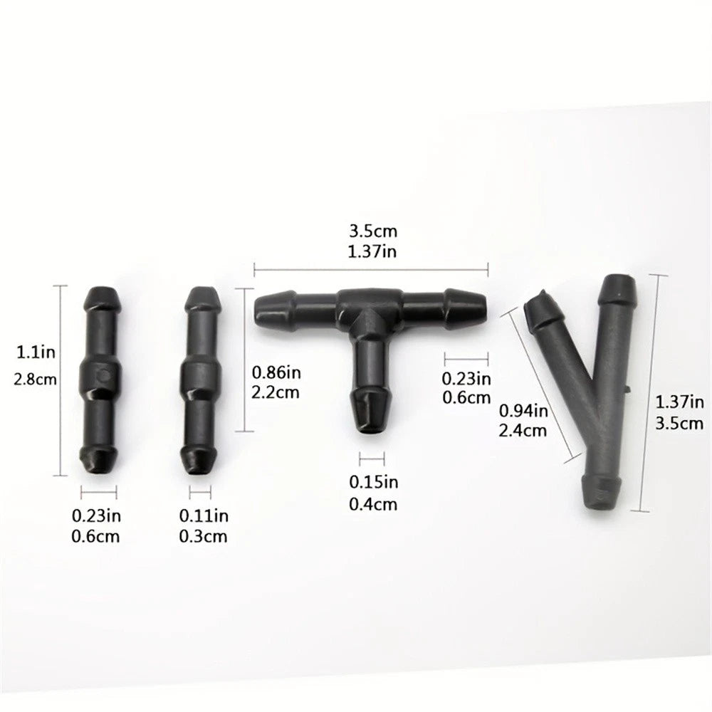 2pcs Front Windscreen Wiper Arm Washer Nozzle Jets 4 Way With 2m Pipe Hose Kit