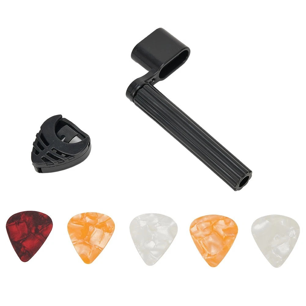 Set of 4 Guitar Picks with String Winder and Plectrum Holder