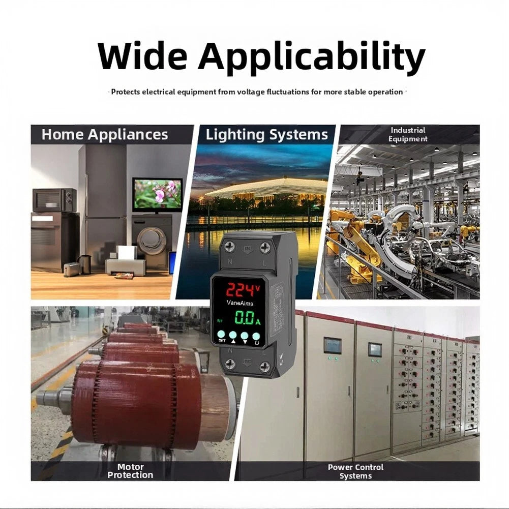 DIN Rail Voltage Protector 63A 220V AC/DC with Digital Display (2023)