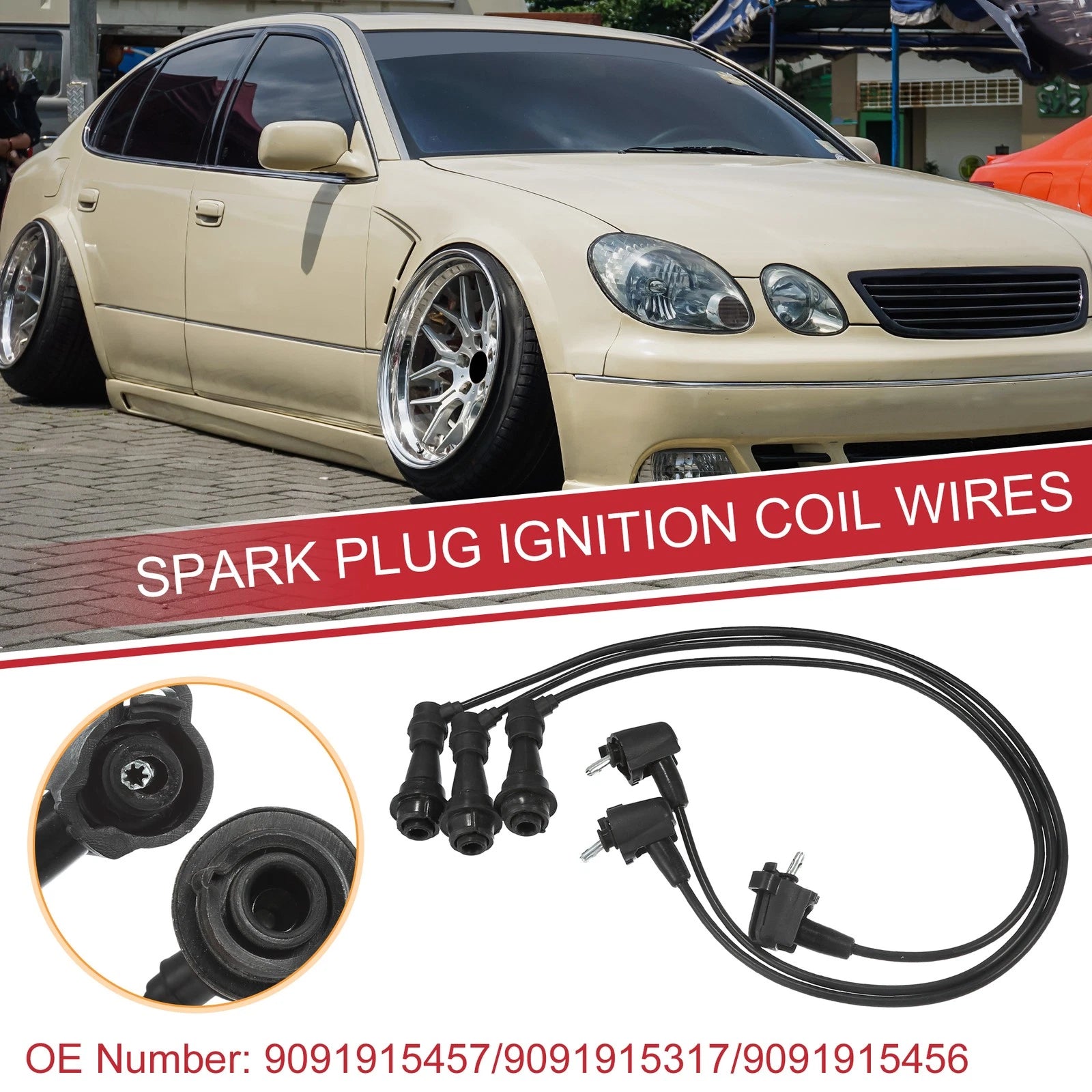 3PCS Spark Plug Wire Ignition Coil Cable Replacement for Lexus GS300 (1998–2005)