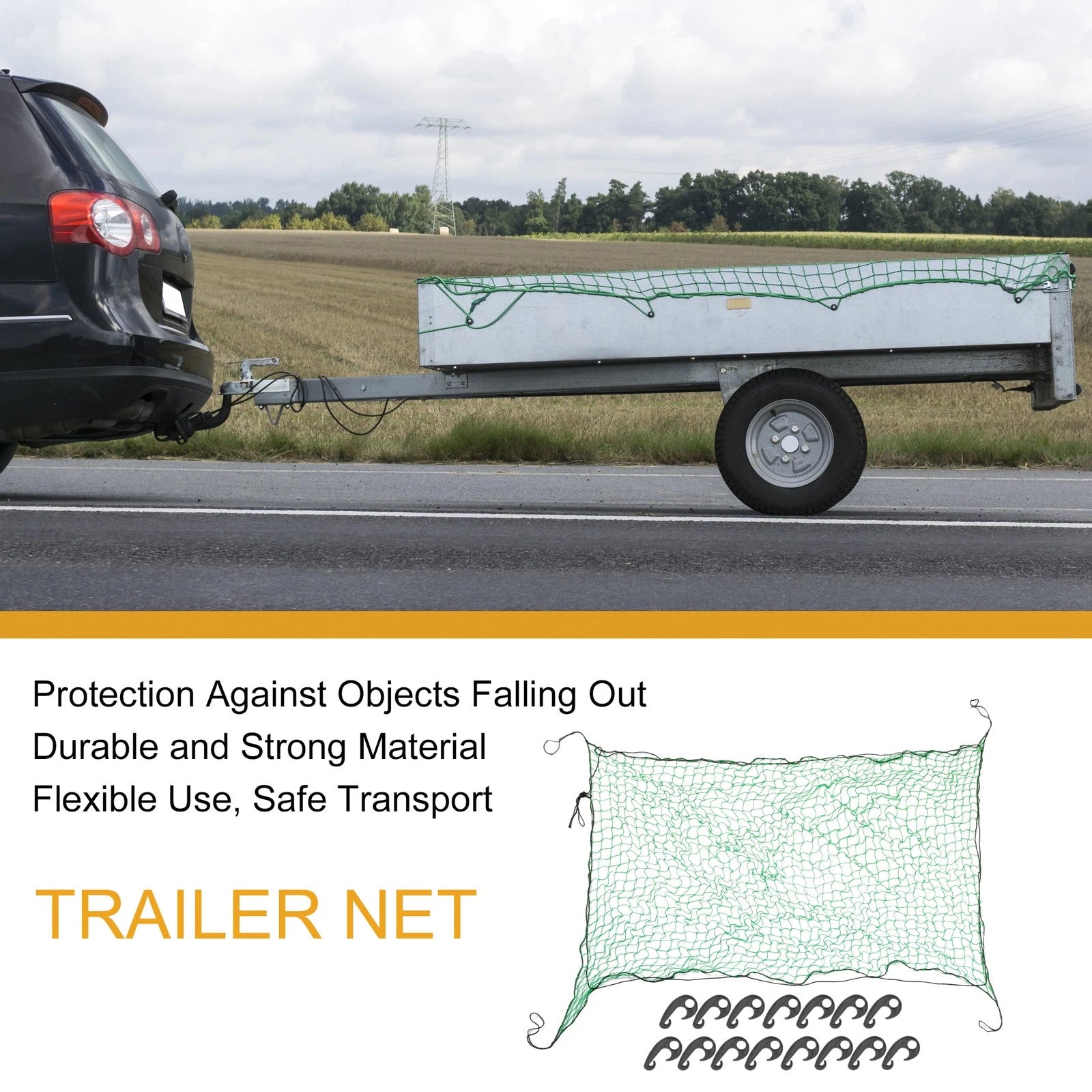 Trailer Cargo Net 1.5x2.2m Scalable Polyethylene for Truck Trailers (Universal)