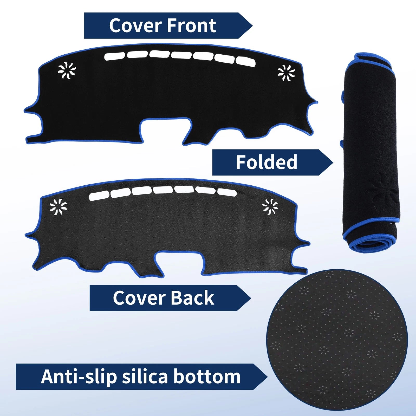 Dash Cover for Mazda Demio DJ Series (2014–2019) Polyester Black Blue Edge Set