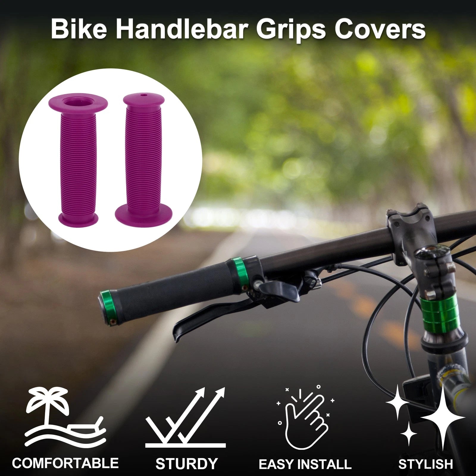Handlebar Grip Cover 100mm Non-Slip Cycling End Grip Protector Pink 1 Pair
