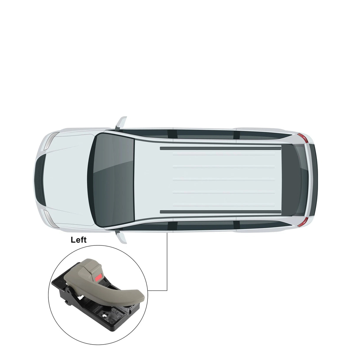 Left Interior Door Handle for Hyundai Tucson (2016–2021) No. 82610-2E000 -J9 Black Beige