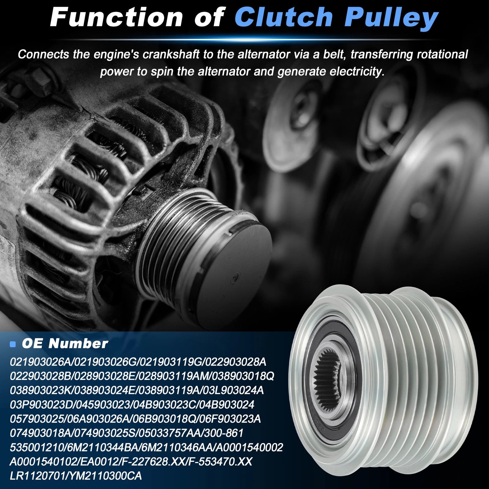Alternator Freewheel Clutch Pulley Replacement for Audi A3 TT Golf Eos Beetle